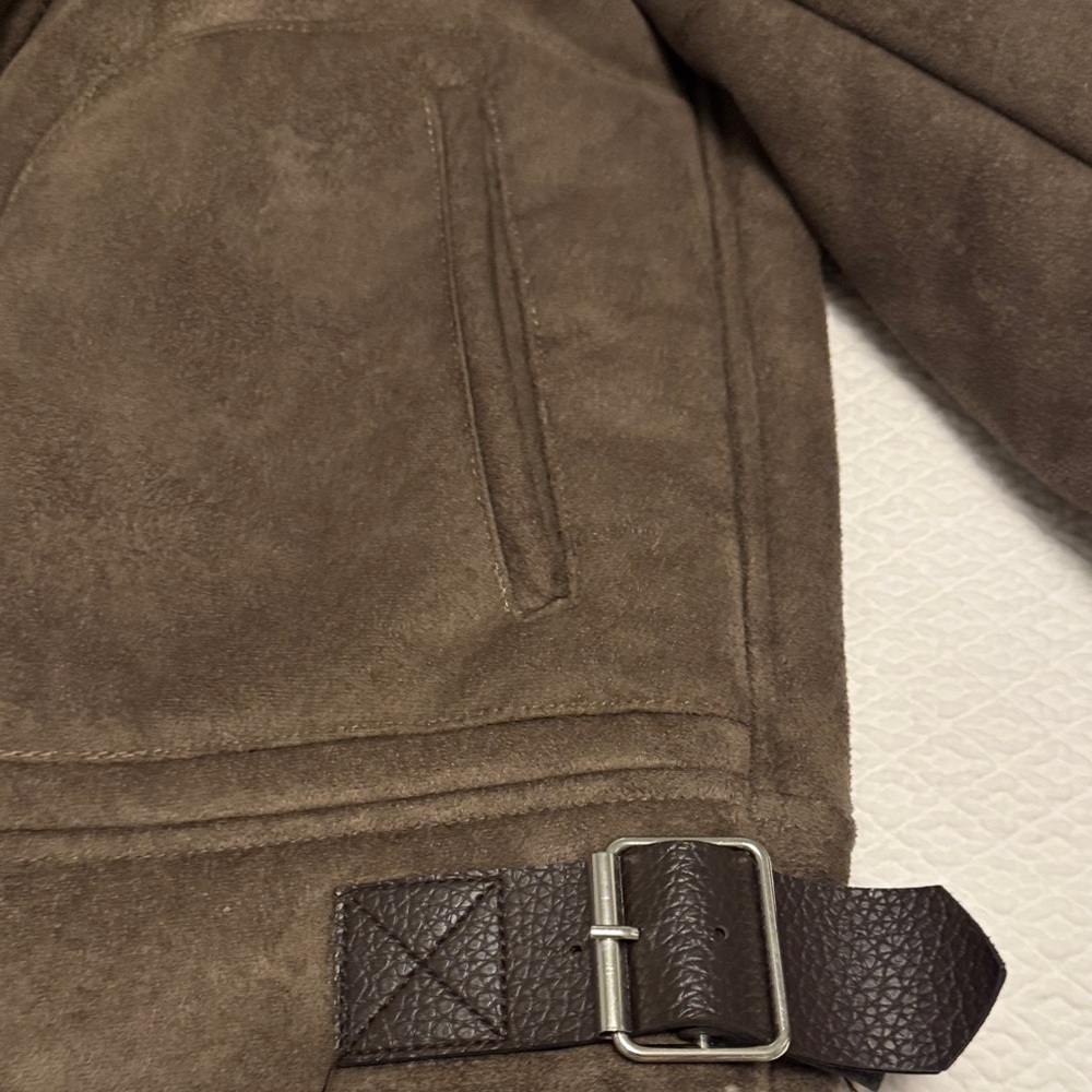 Zara TRF Women’s Brown Suede And Sherpa Fleece Jacket - Picture 11 of 12